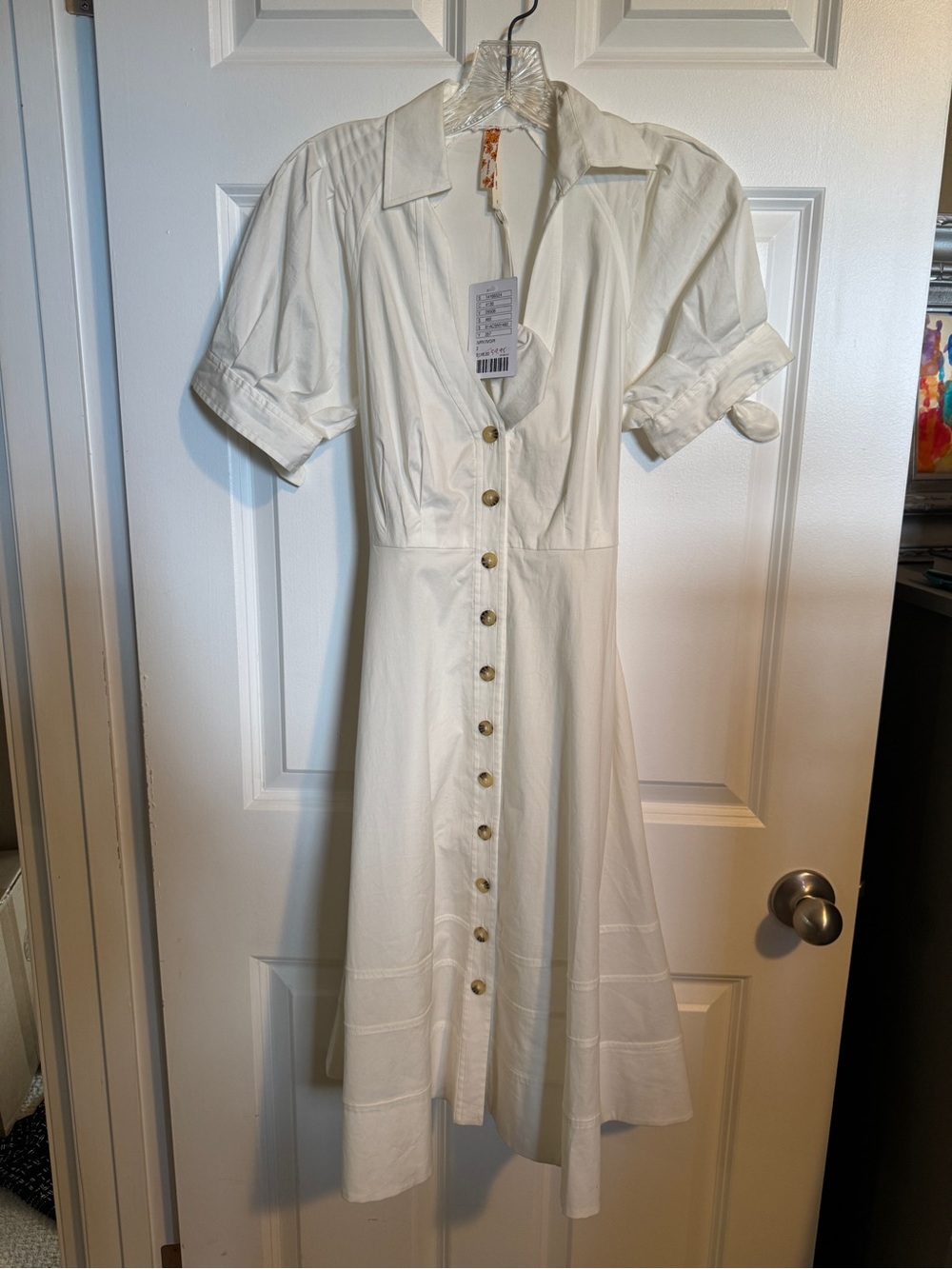 Maeve Cream Button-Front Midi Dress
